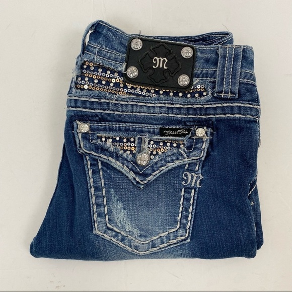 Miss Me Low Rise Embellished Easy Boot Cut Jeans - Picture 1 of 6